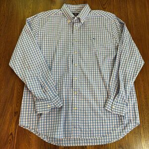 Vineyard Vines Long Sleeve Cotton Slim Fit Whale Plaid‎ Check Shirt Size XL
